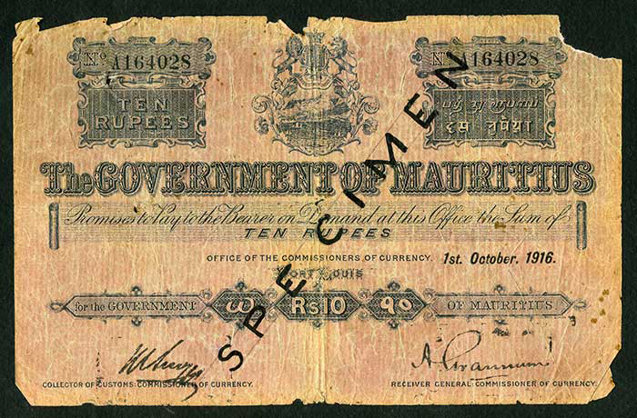  Diagonal black handwritten SPECIMEN ovpt front; normal s/n 