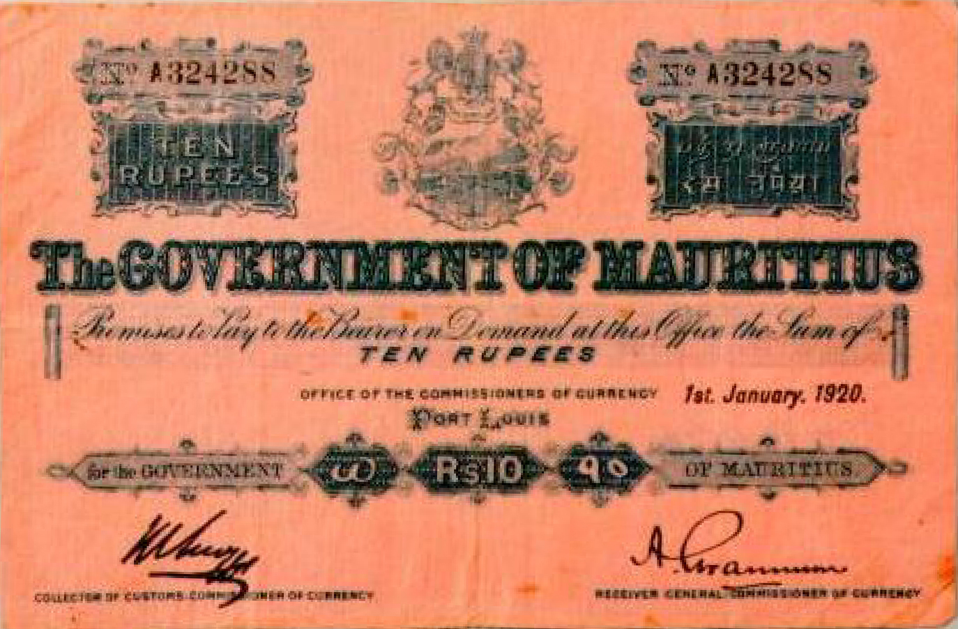  1st January, 1920 s/n A 324288 