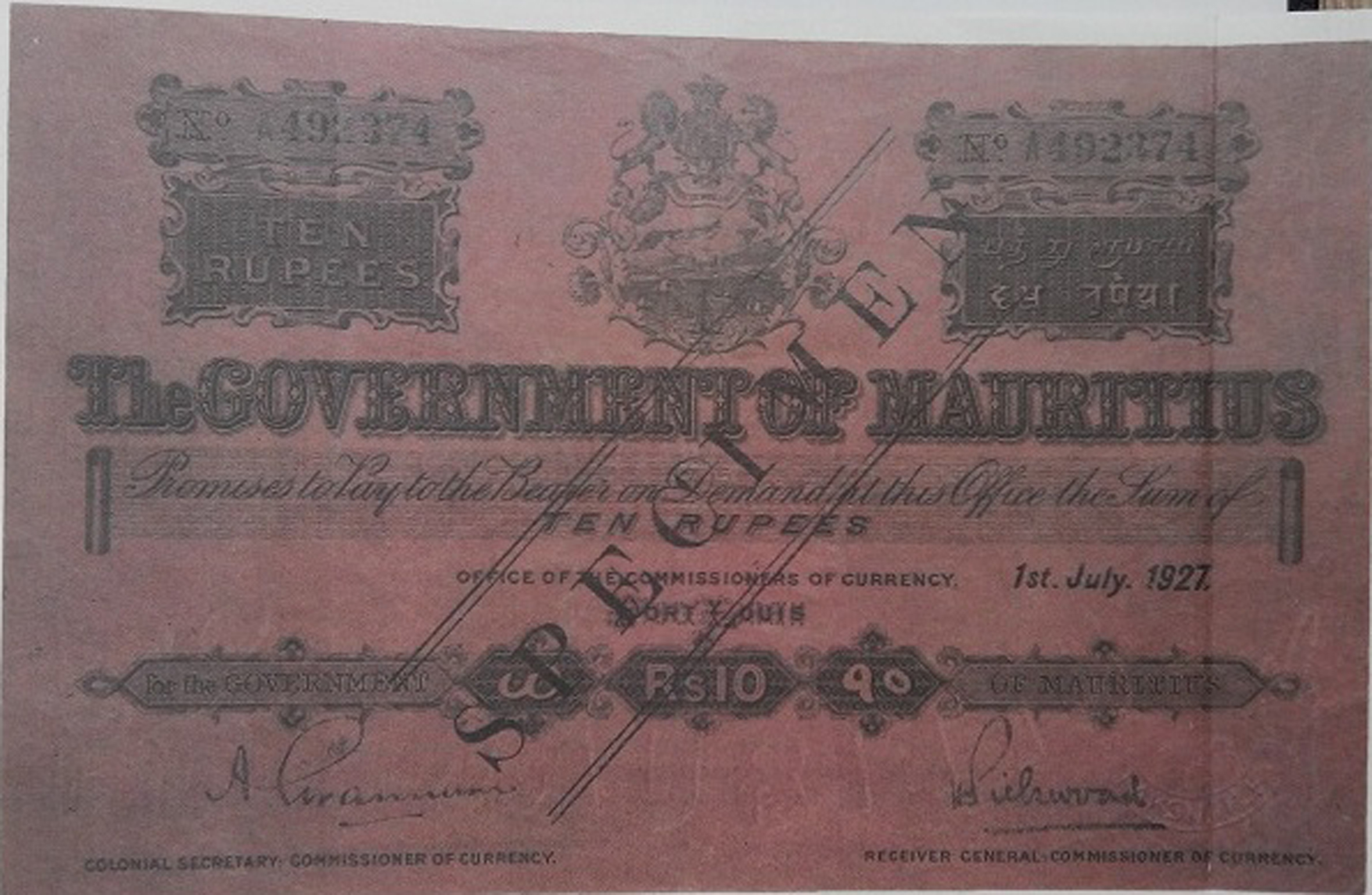  Diagonal black SPECIMEN between lines ovpt front; normal s/n c5s1 Diagonal black SPECIMEN between lines ovpt front; normal s/n 