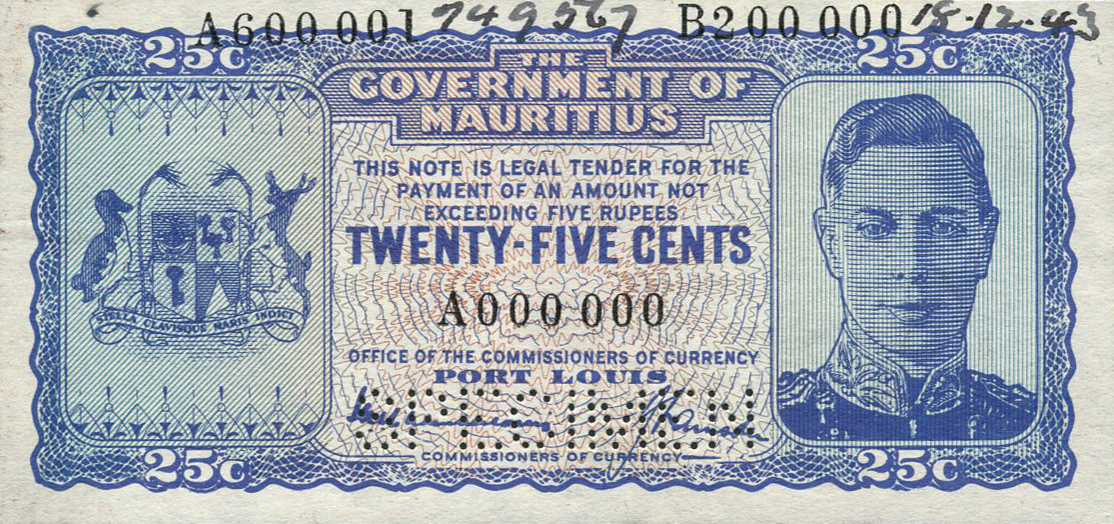  Horizontal SPECIMEN perf; s/n range 