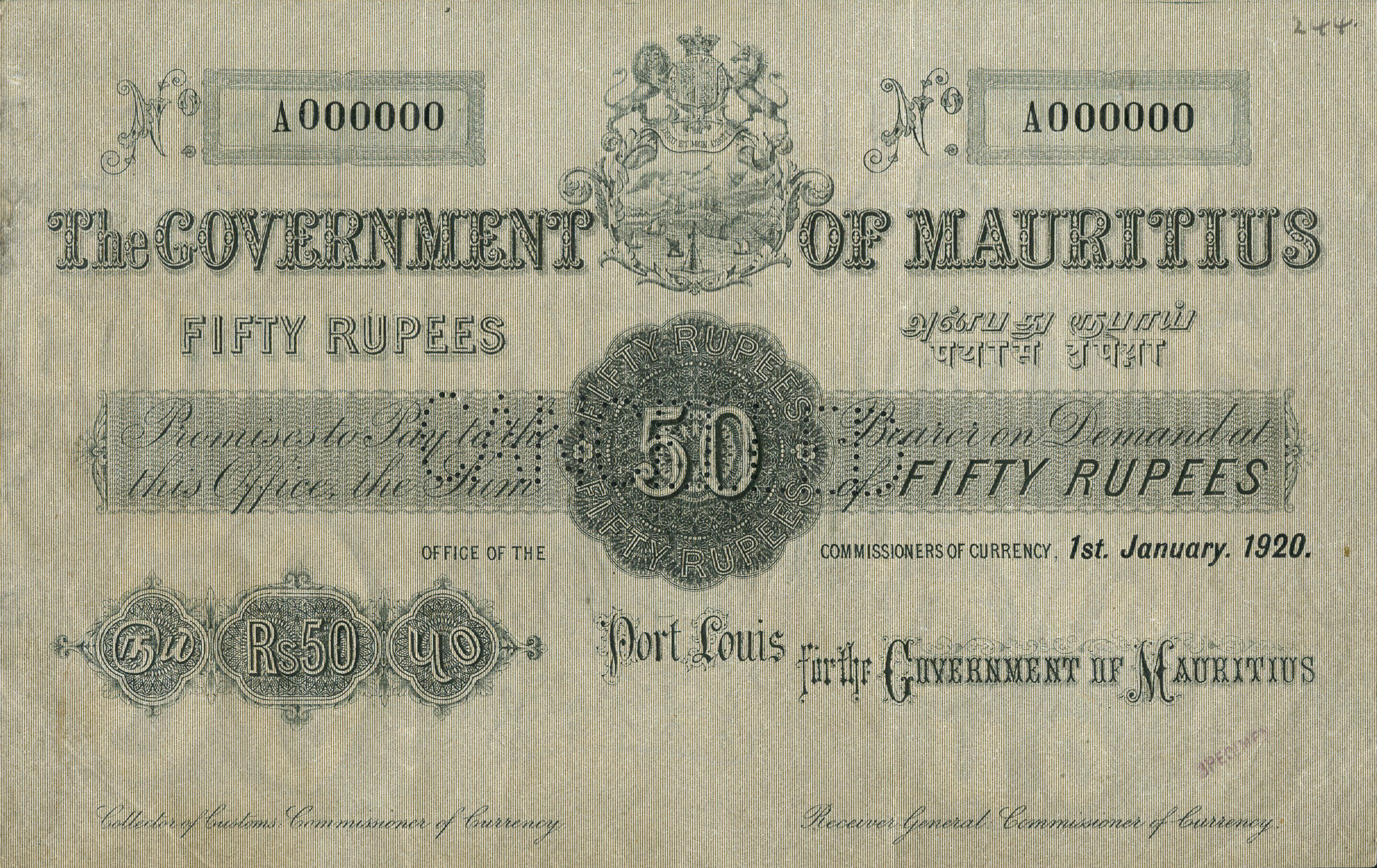  Horizontal CANCELLED perf; all-zero s/n 