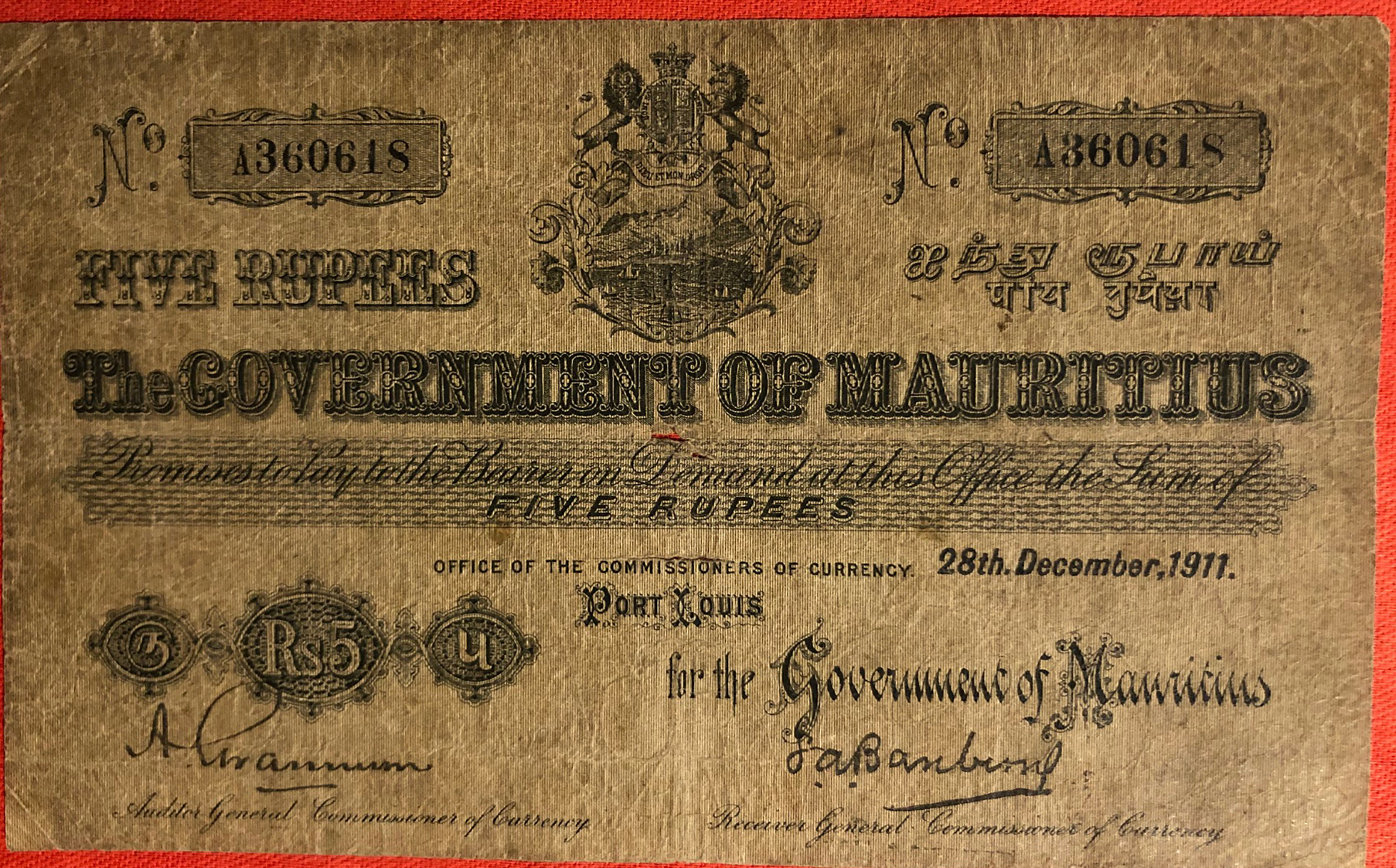  28th December 1911 s/n A 360618 