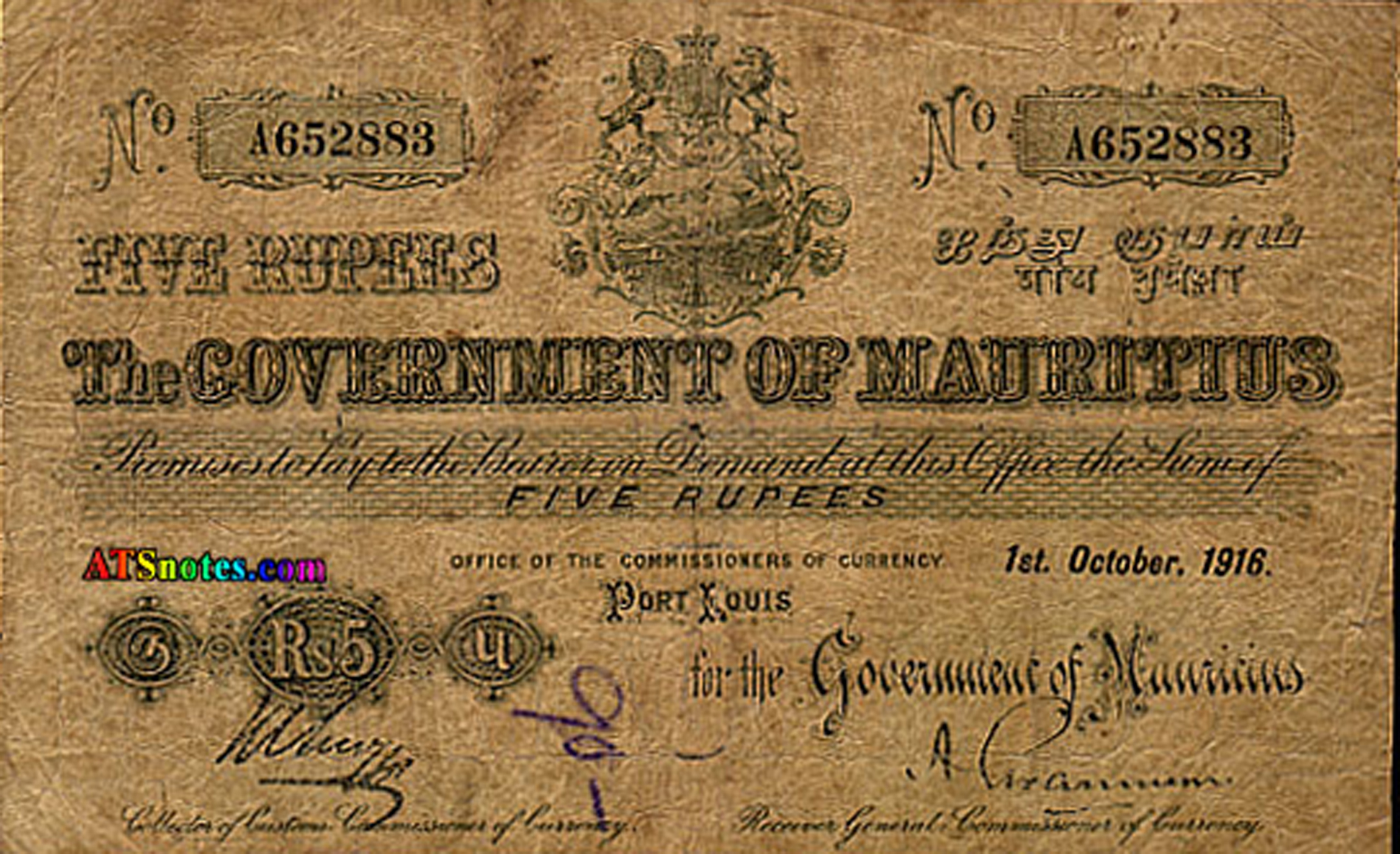  1st October 1916 s/n A 583744 - A 652883 