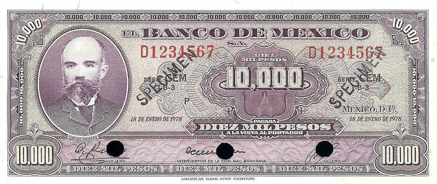  Two diagonal black SPECIMEN ovpts front; ladder s/n 