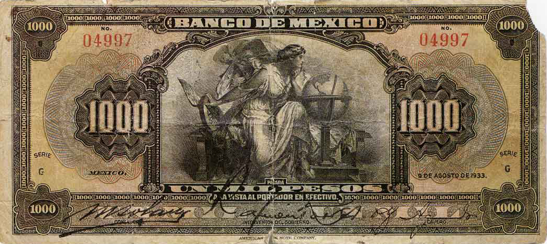  9 DE AGOSTO DE 1933 Sig 3: Aguado Series G 