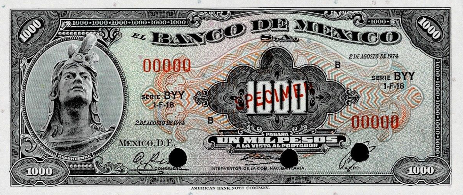  Diagonal red SPECIMEN ovpt front; all-zero s/n 