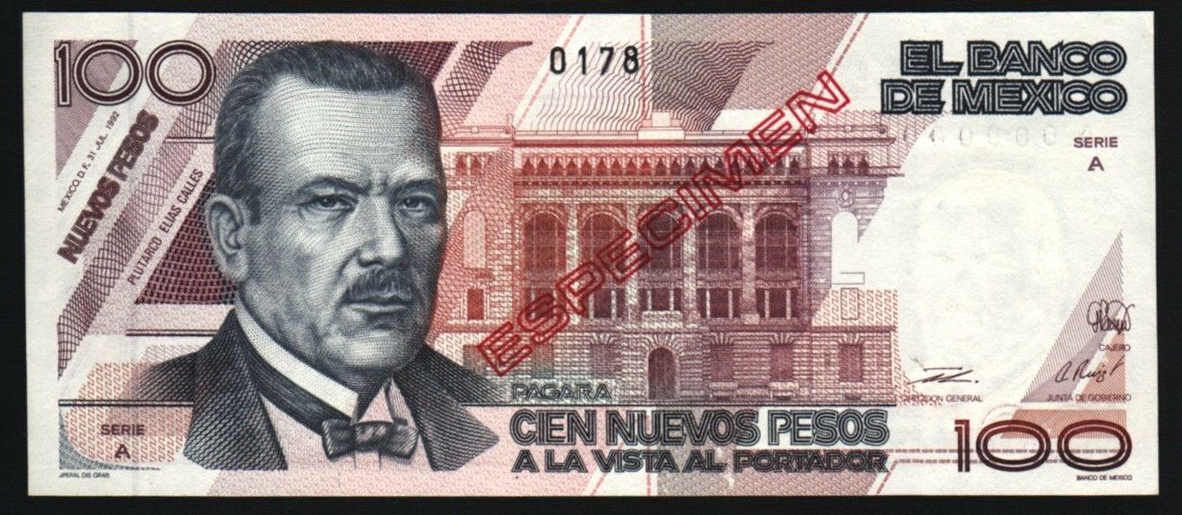  Diagonal red hollow ESPECIMEN ovpt front/back; horizontal black # ovpt upper center front; all-zero s/n 