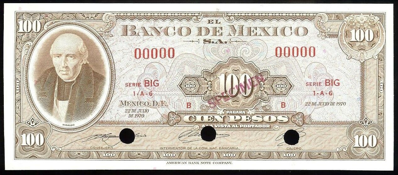  Diagonal red SPECIMEN ovpt front; all-zero s/n 