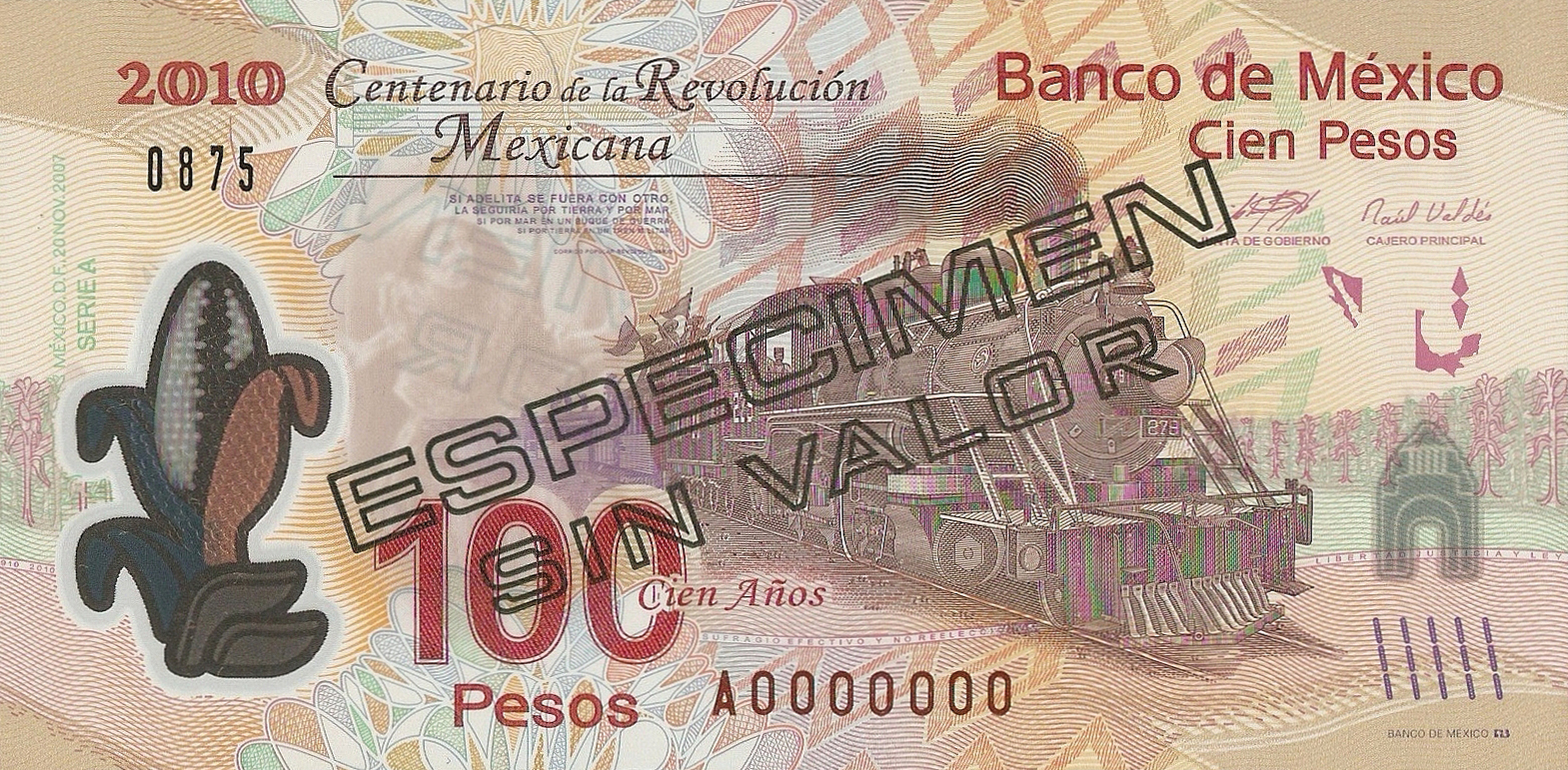  Diagonal black hollow ESPECIMEN SIN VALOR ovpt; horizontal black # ovpt upper left 