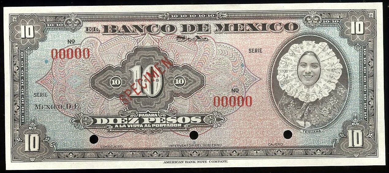  Diagonal red SPECIMEN ovpt front; no date; no sig ; all-zero s/n 