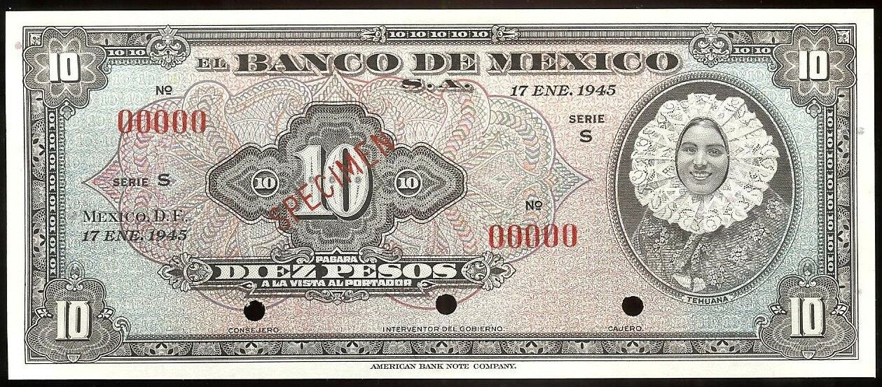  Diagonal red SPECIMEN ovpt front; all-zero s/n 