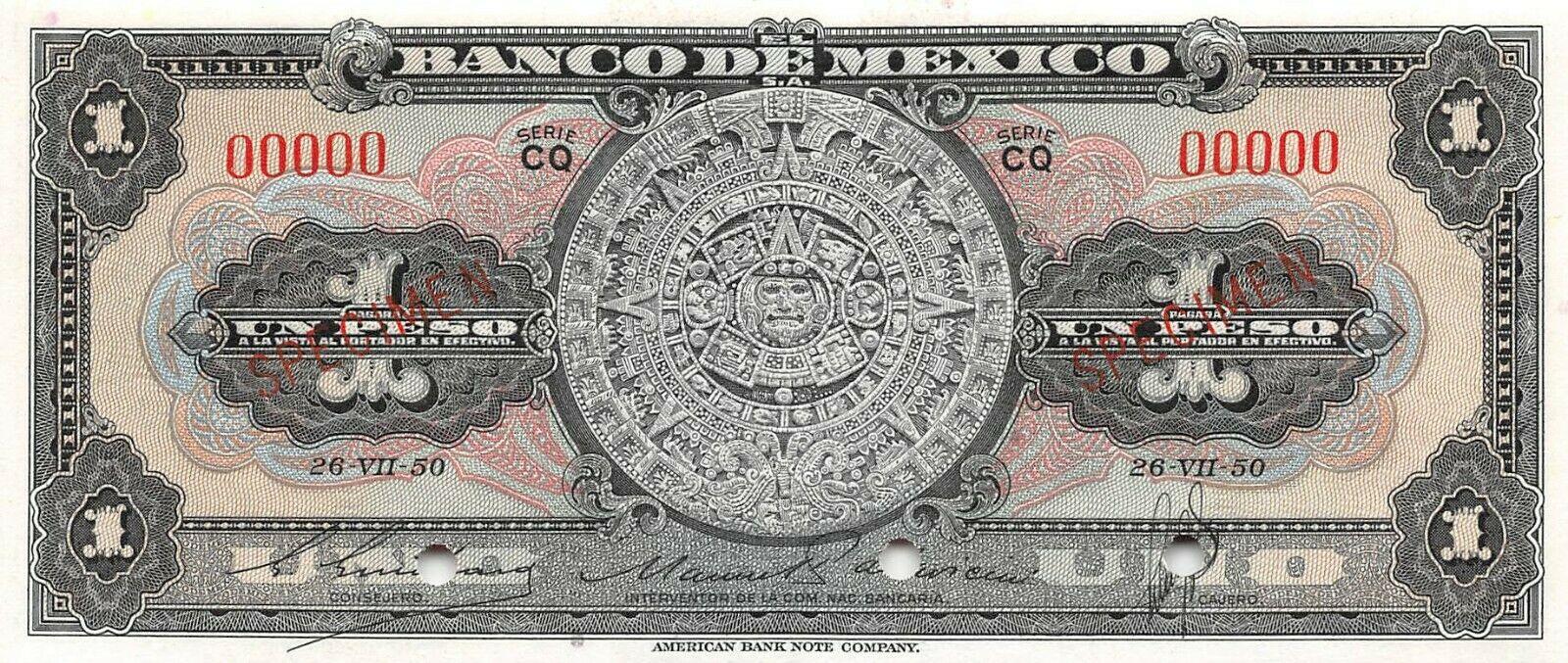  Two diagonal red SPECIMEN ovpts front; all-zero s/n 