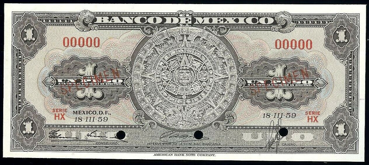  Two diagonal red SPECIMEN ovpts front; all-zero s/n 