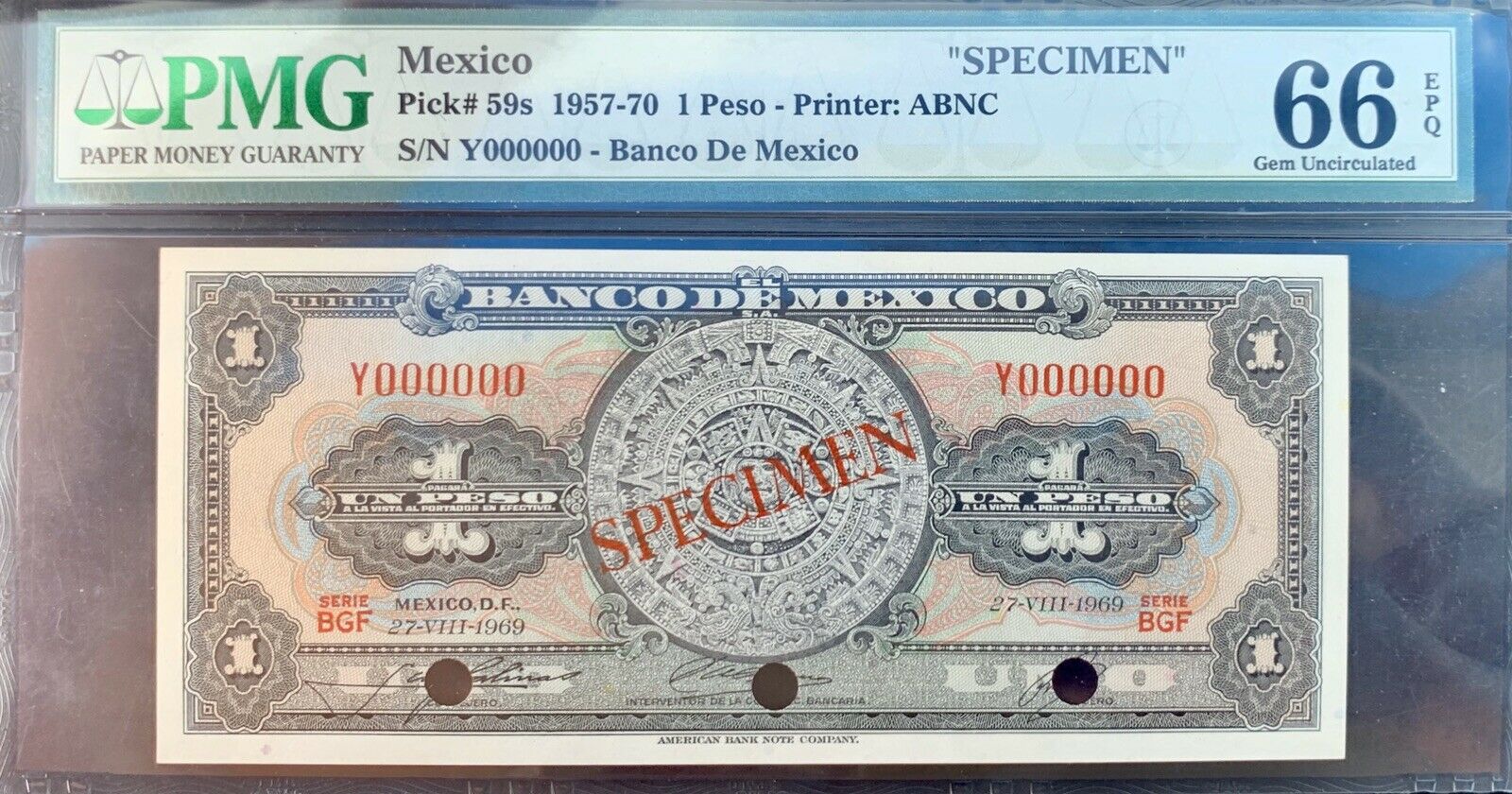  Diagonal red SPECIMEN ovpt front; all-zero s/n 