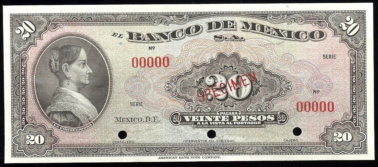  Diagonal red SPECIMEN ovpt front; no date; no sig ; all-zero s/n 