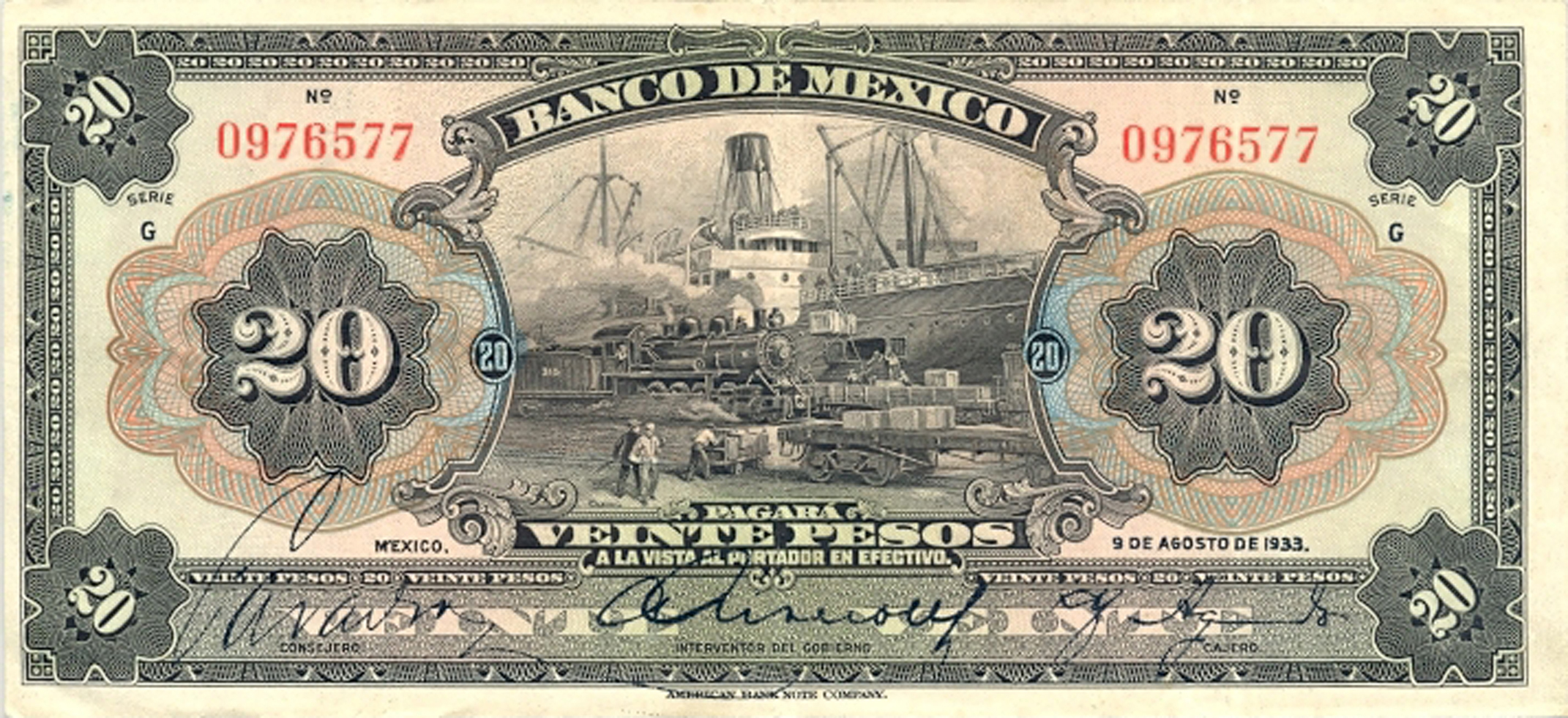  9 DE AGOSTO DE 1933 Sig 3: Aguado Series G 