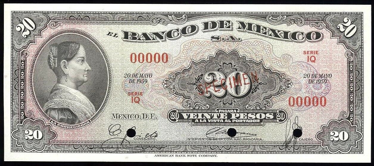  Diagonal red SPECIMEN ovpt front; all-zero s/n 