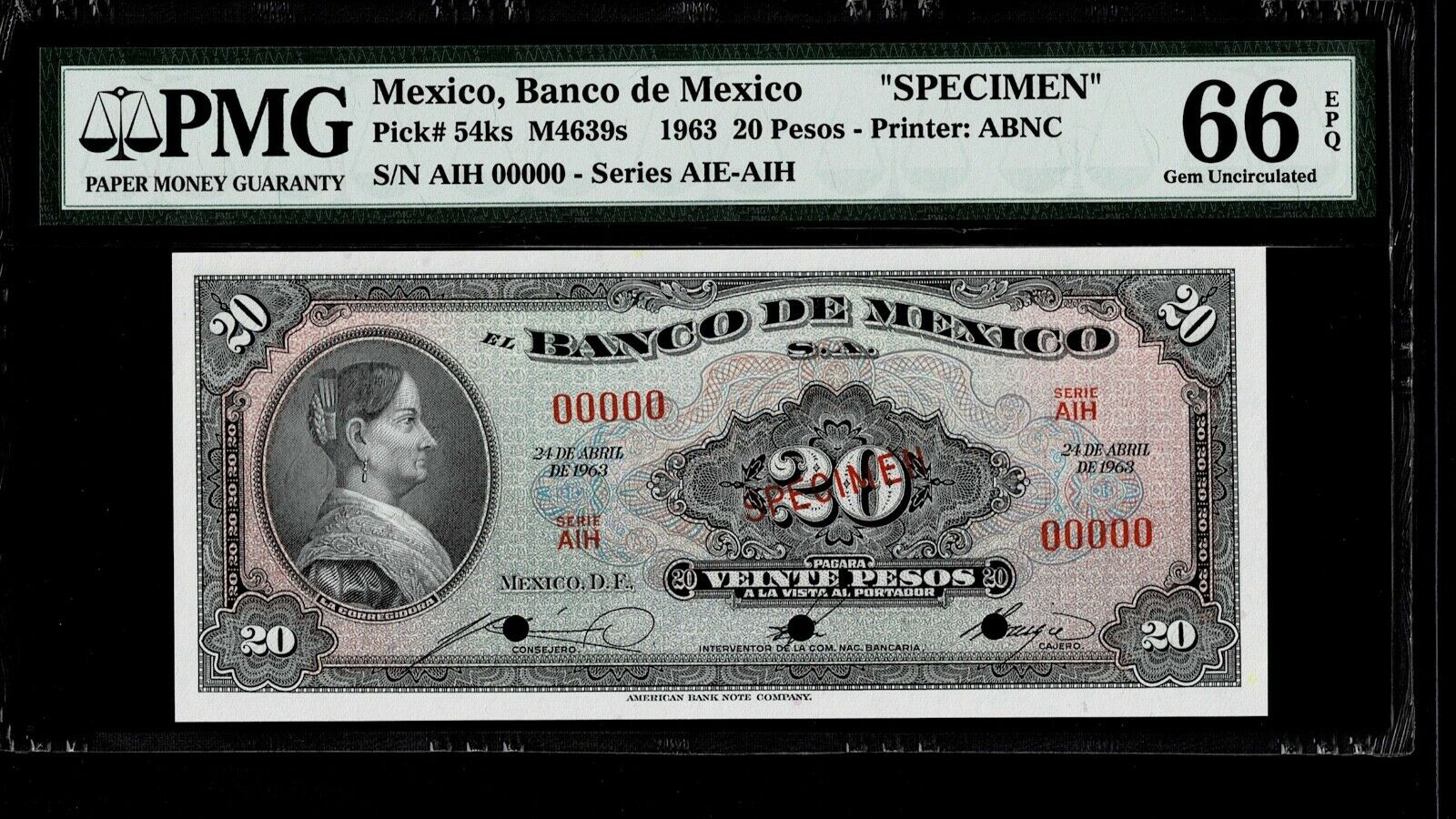  Diagonal red SPECIMEN ovpt front; all-zero s/n 