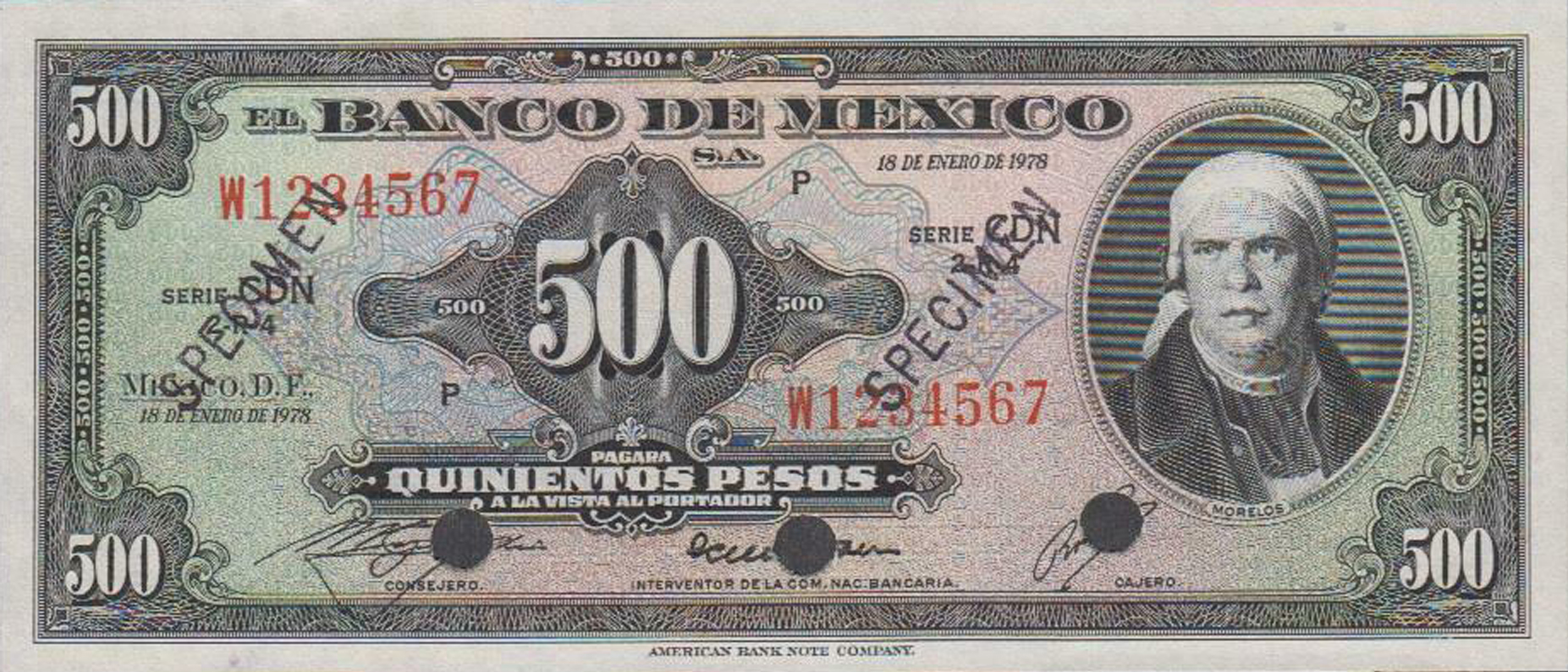  Two diagonal black SPECIMEN ovpts front; ladder s/n 