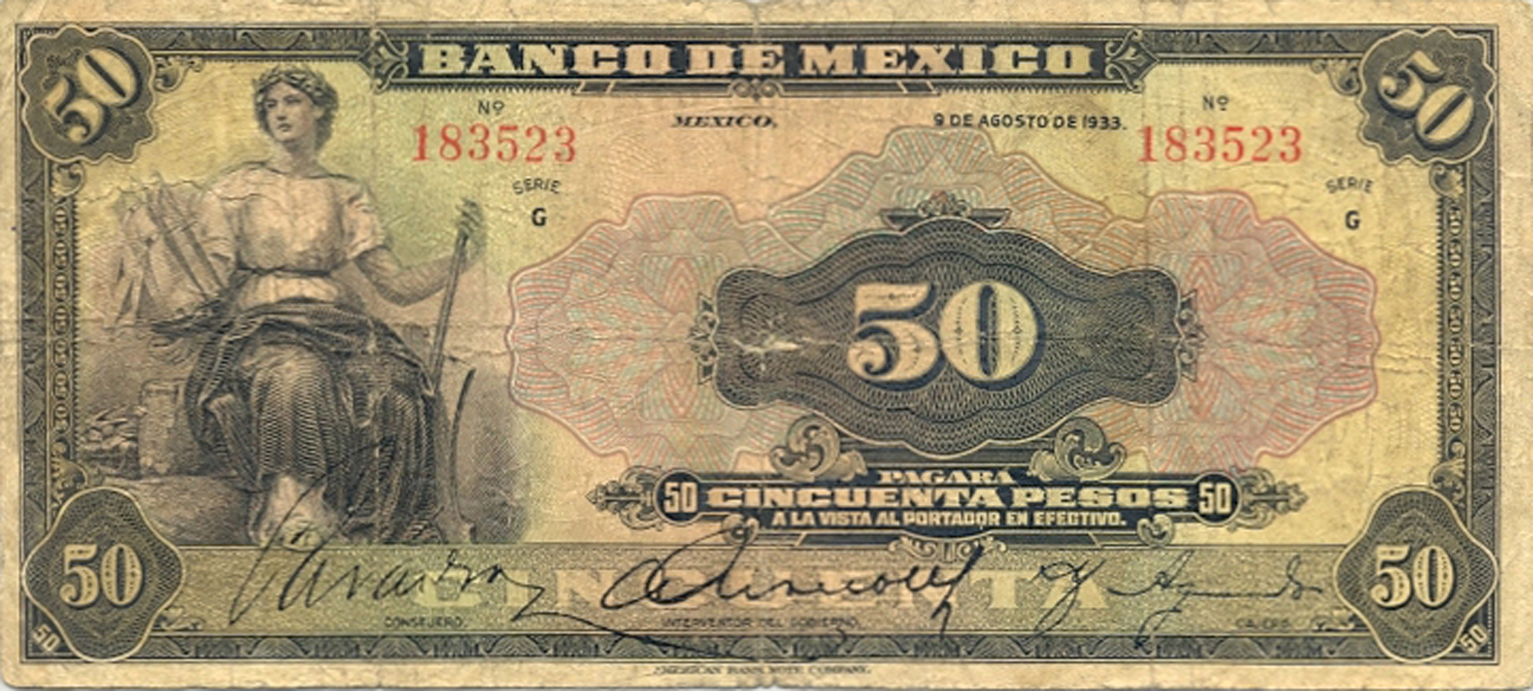  9 DE AGOSTO DE 1933 Sig 3: Aguado Series G 