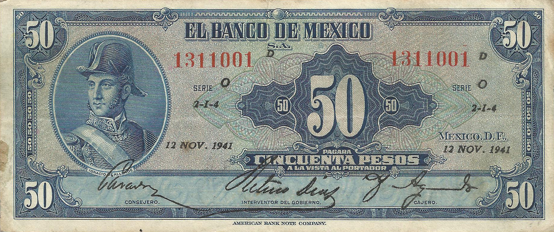  12 NOV 1941 Sig 3: Aguado Series O, P 