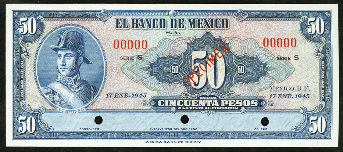  Diagonal red SPECIMEN ovpt front; all-zero s/n 