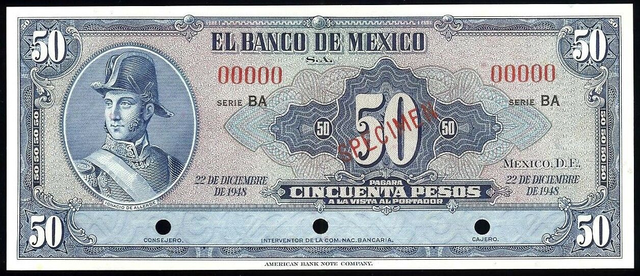  Diagonal red SPECIMEN ovpt front; all-zero s/n 