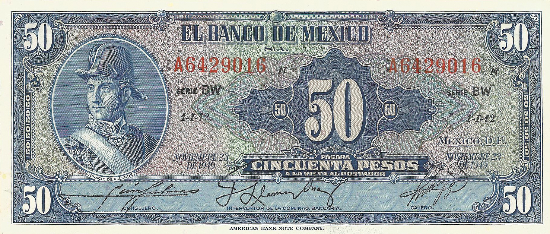  NOVIEMBRE 23 DE 1949 Series BU - BX 