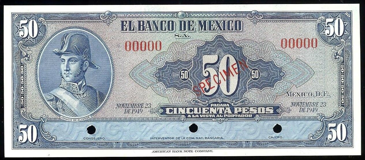  Diagonal red SPECIMEN ovpt front; no series; all-zero s/n 