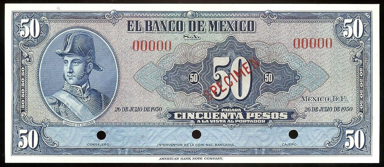  Diagonal red SPECIMEN ovpt front; no series; all-zero s/n 