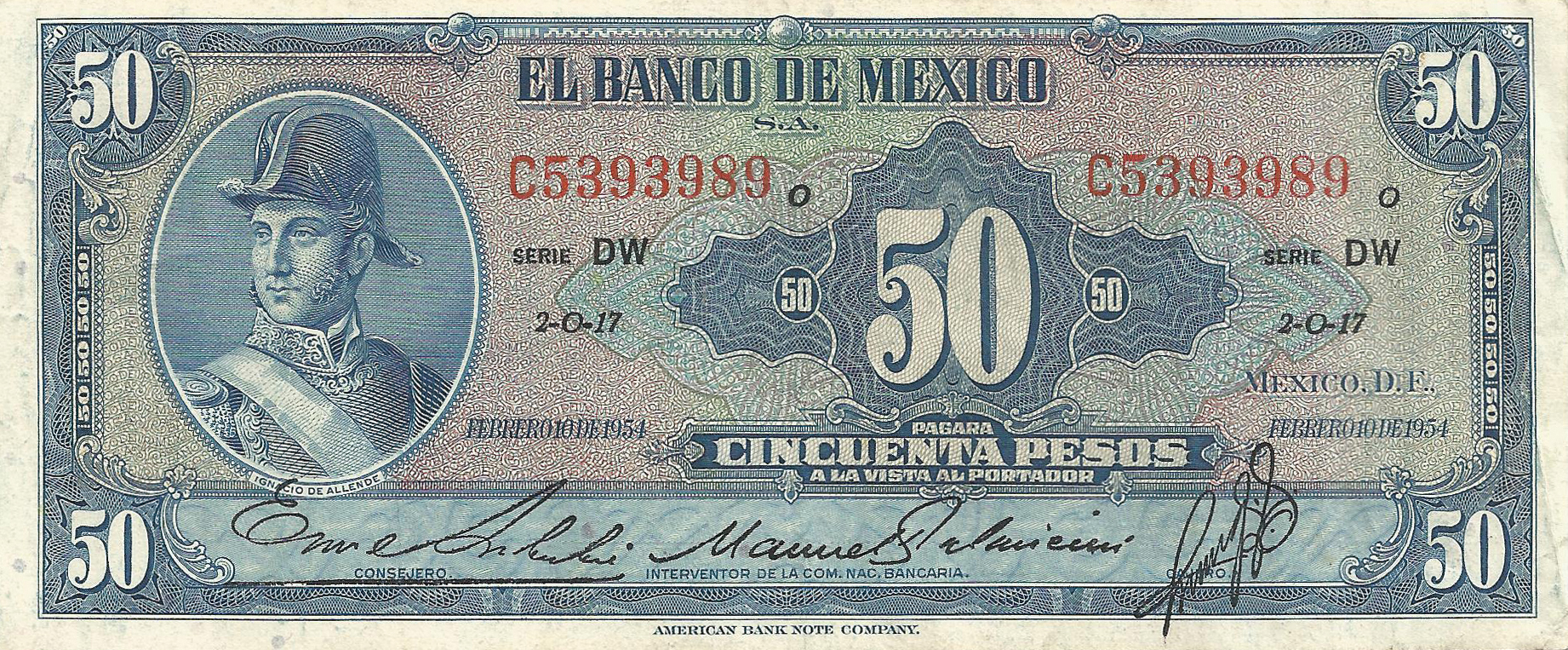  FEBRERO 10 DE 1954 Series DW - EH 