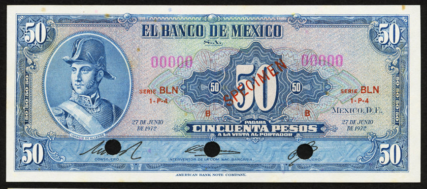  Diagonal red SPECIMEN ovpt front; all-zero s/n 