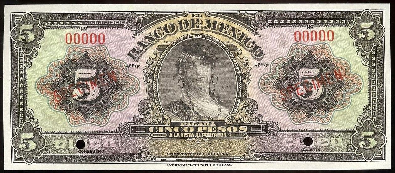  Two diagonal red SPECIMEN ovpts front; no date; no sig ; no series 