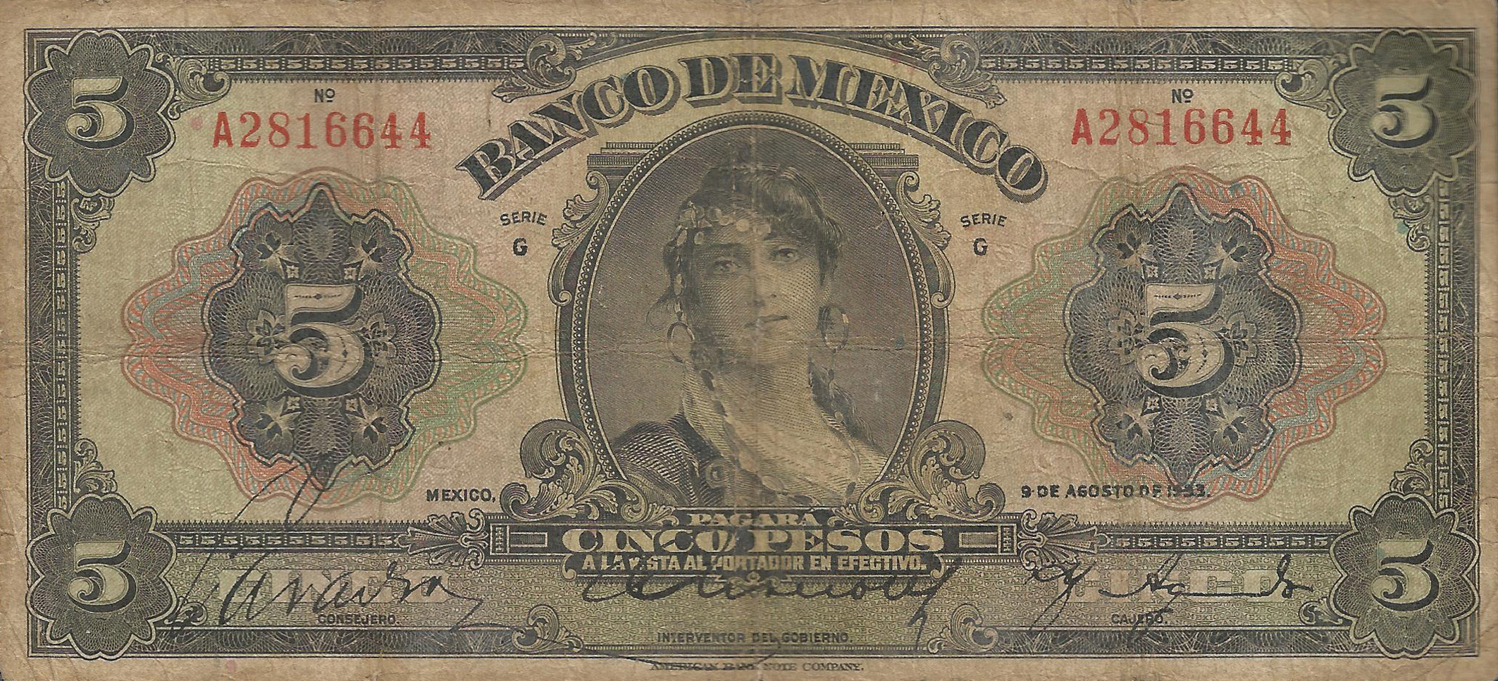  9 DE AGOSTO DE 1933 Sig 3: Aguado Series G 