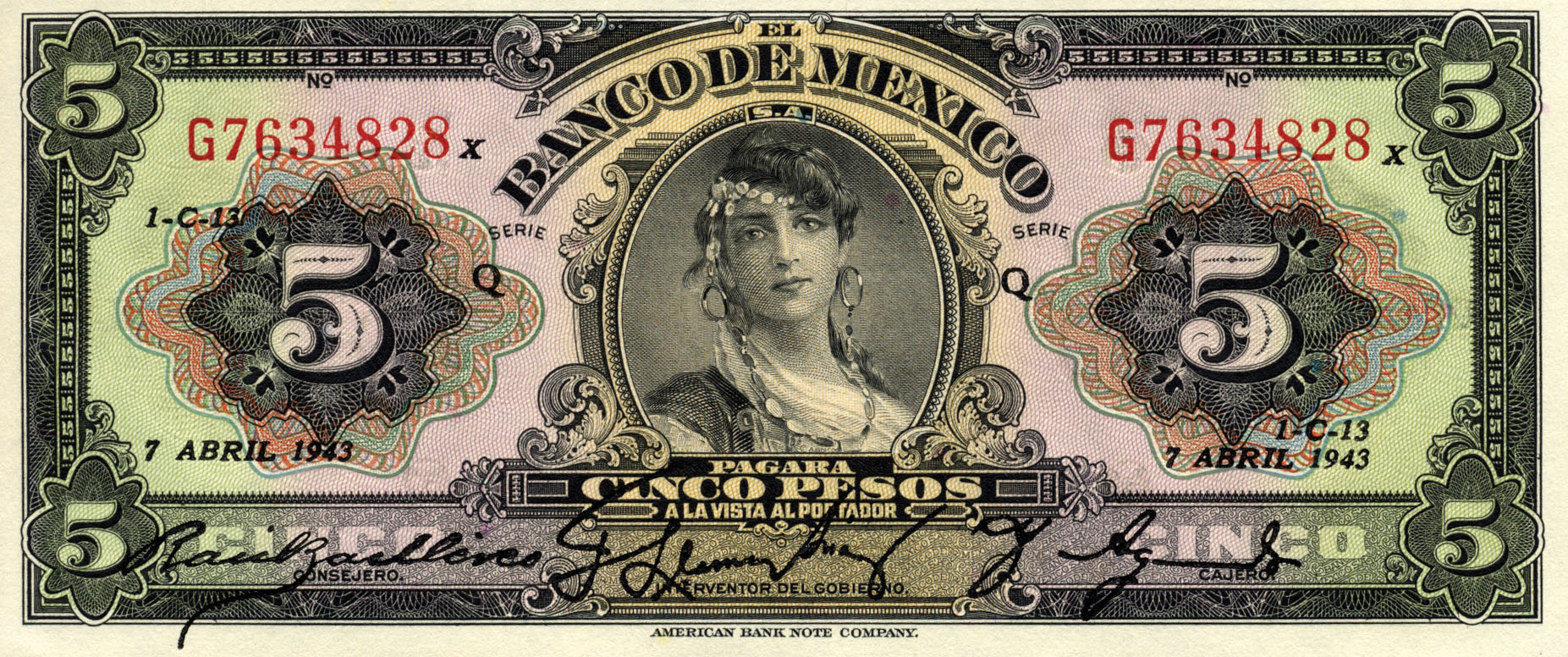  7 ABRIL 1943 Series Q Prefix G, H, J 