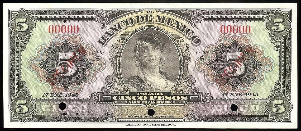  Two diagonal red SPECIMEN ovpts front; no sig ; all-zero s/n 