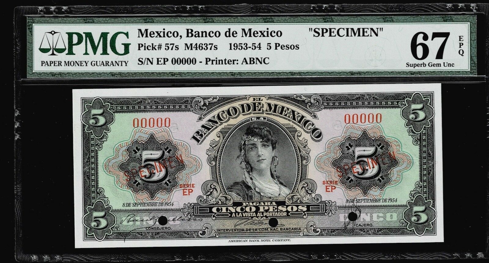  Two diagonal red SPECIMEN ovpts front; all-zero s/n 