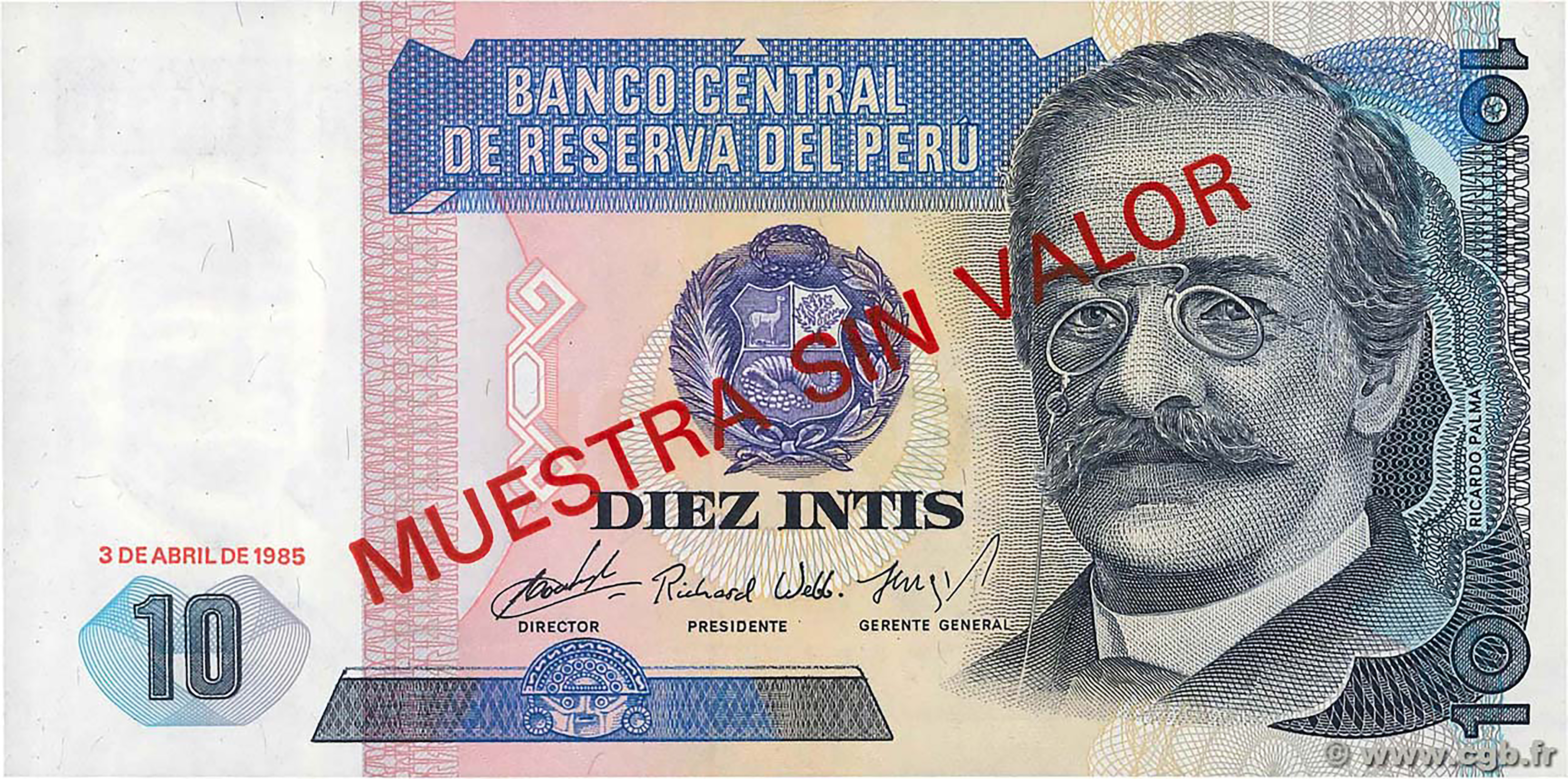  Diagonal red MUESTRA SIN VALOR ovpt front/back; no s/n 