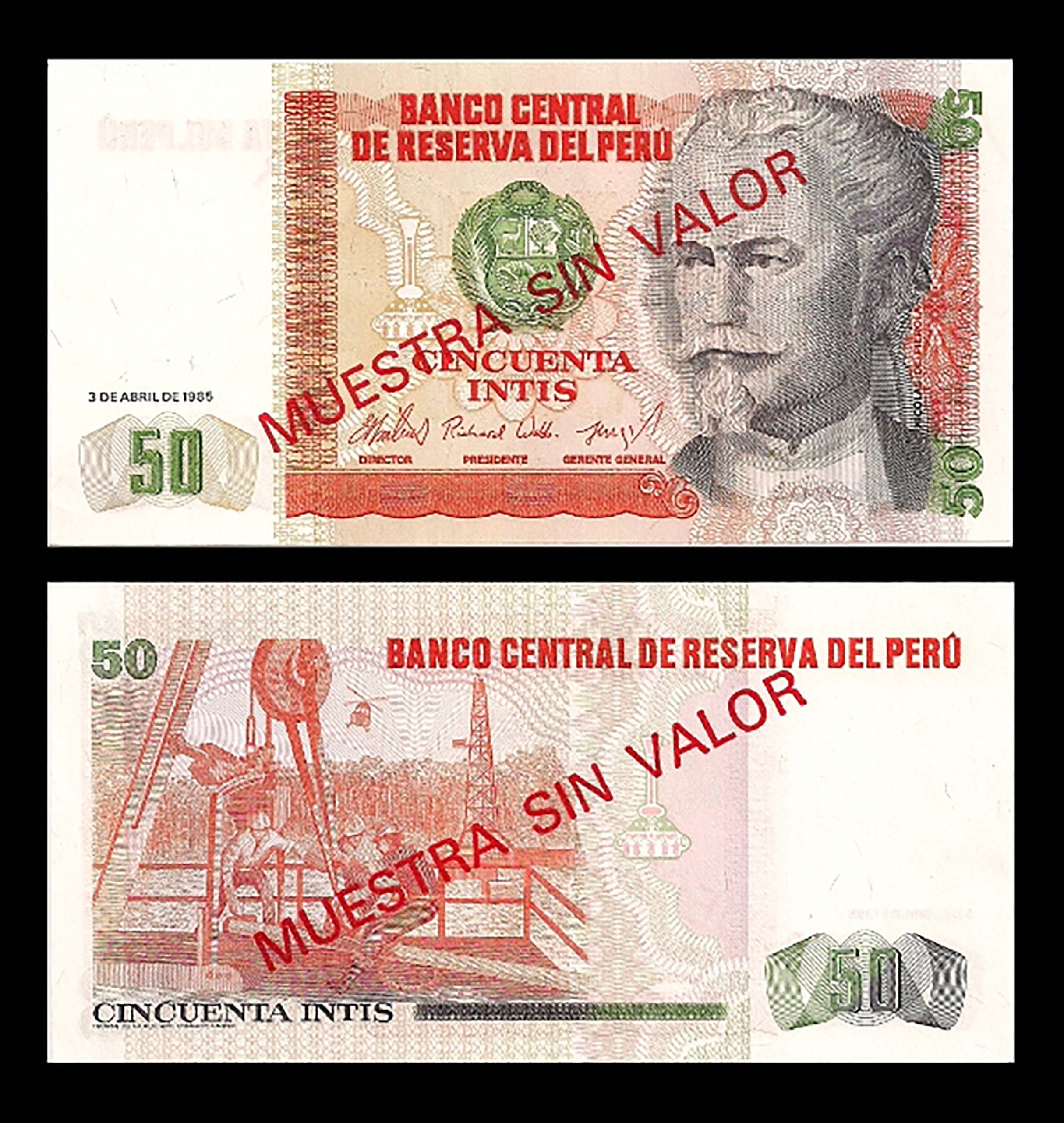  Diagonal red MUESTRA SIN VALOR ovpt front; no s/n 