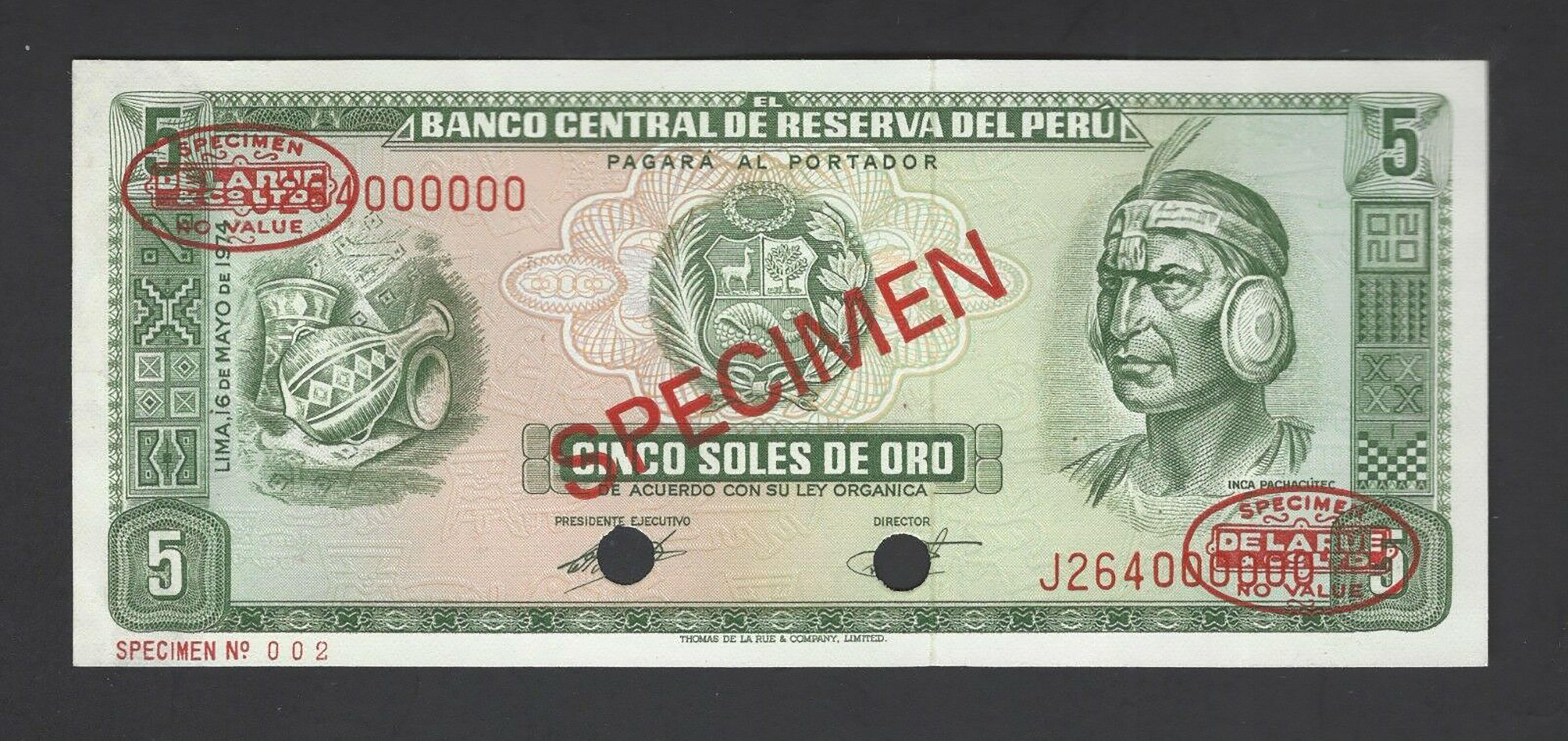  Diagonal red SPECIMEN and DLR oval ovpts; horizontal red SPECIMEN No # ovpt lower left; all-zero s/n 