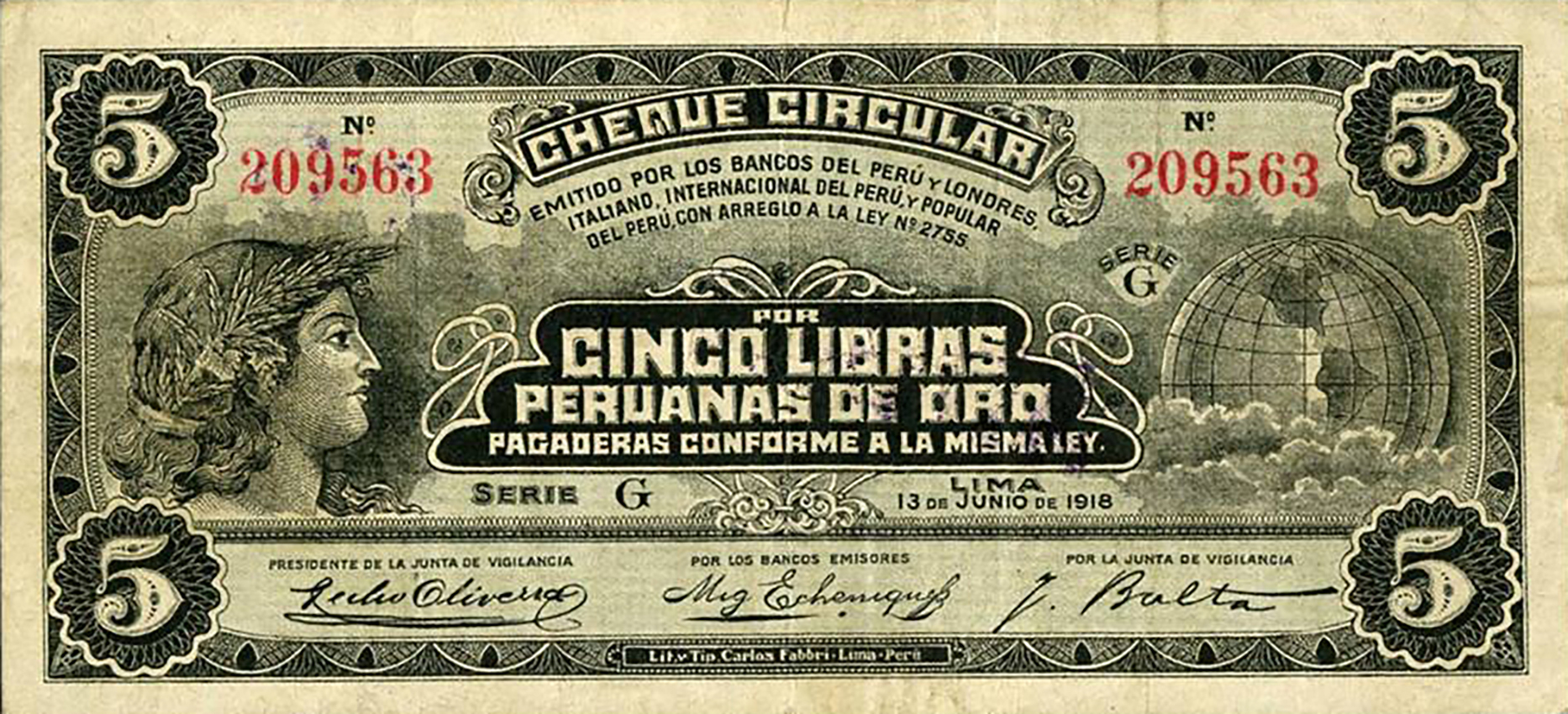  13 de JUNIO de 1918 Series G Sig 5: Oliveira/Echenique/Balta 