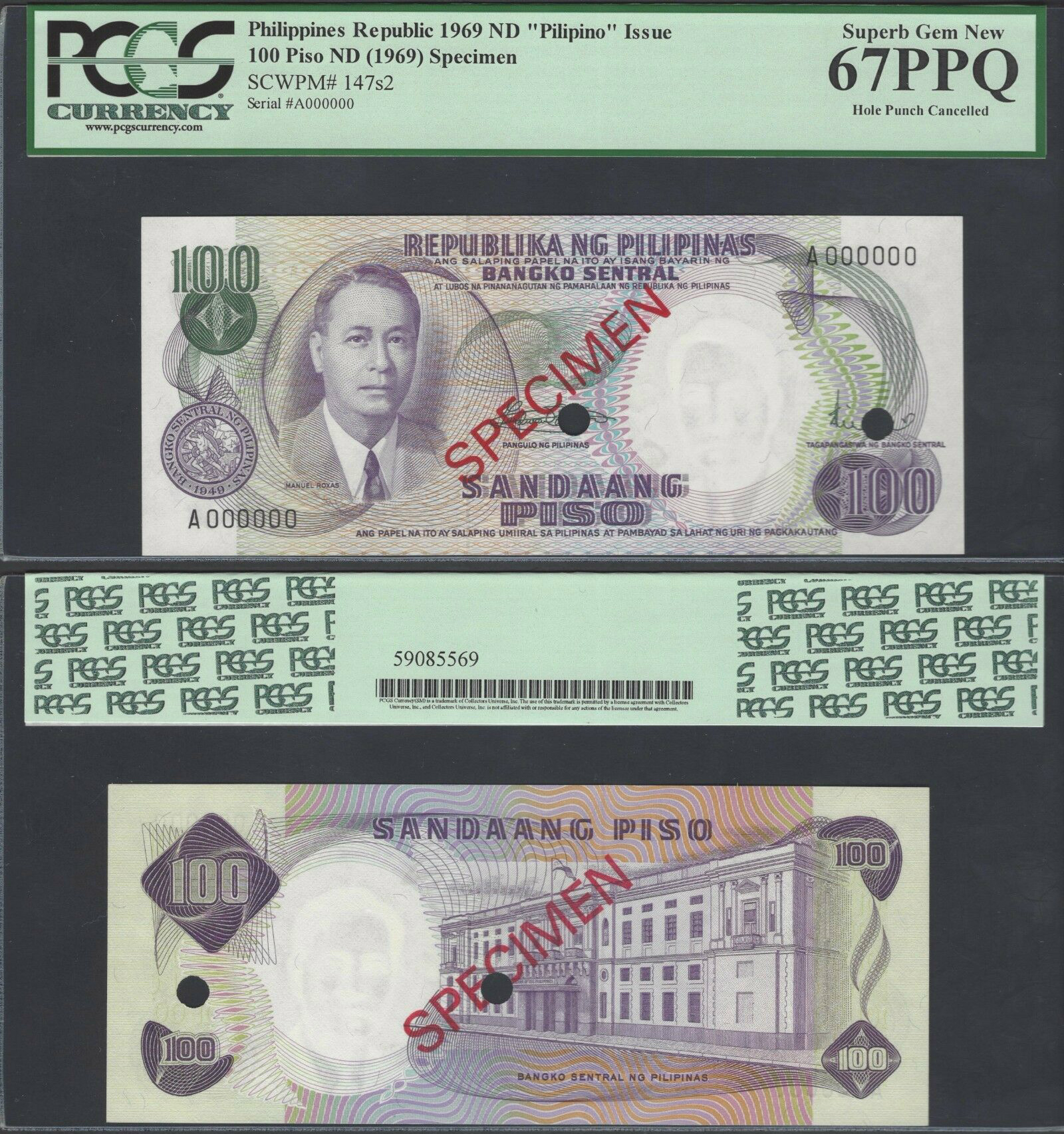  Diagonal red SPECIMEN ovpt front/back; all-zero s/n 