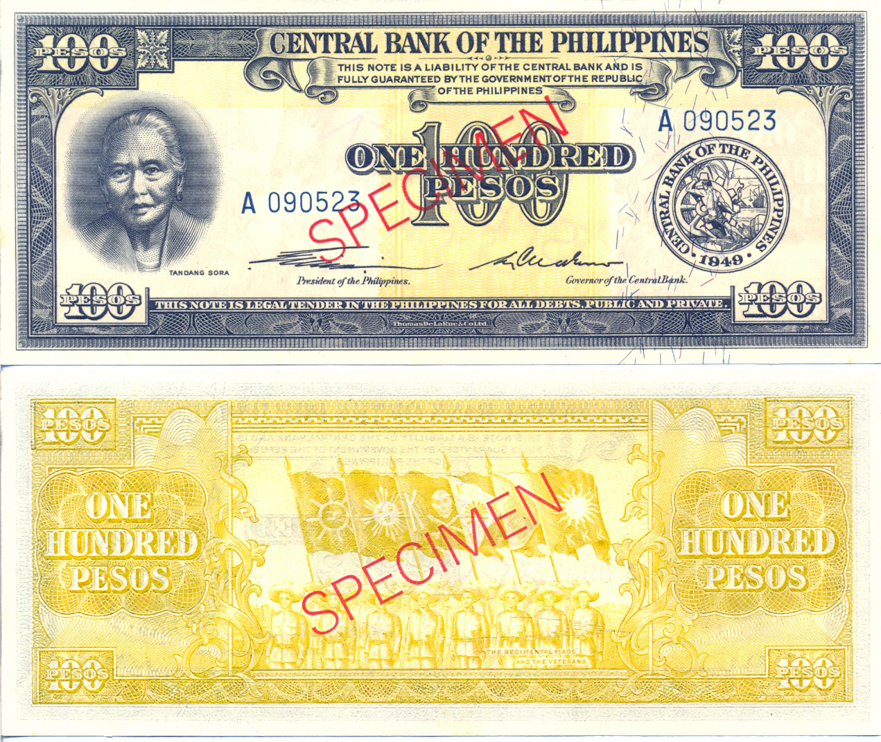  Diagonal red SPECIMEN ovpt front/back; normal s/n 