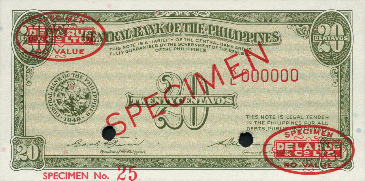  Diagonal red SPECIMEN and DLR oval ovpts; horizontal red SPECIMEN No # ovpt lower left; all-zero s/n 