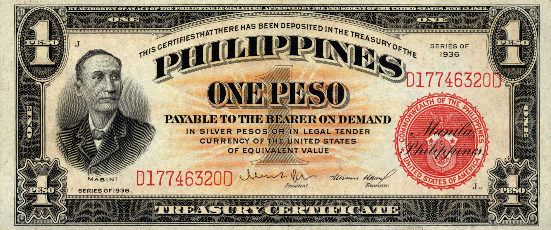  1936 Sig 16: Quezon/Ramos Prefix/suffix D/D 20,852,000 notes Intro: 1937 