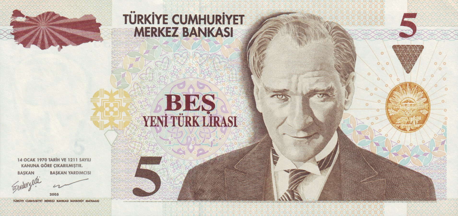 2005 2005 Sig 50: Serdengeçti/Binay Wmk: Type A Prefix A01 - B Intro: 01 01 2005 