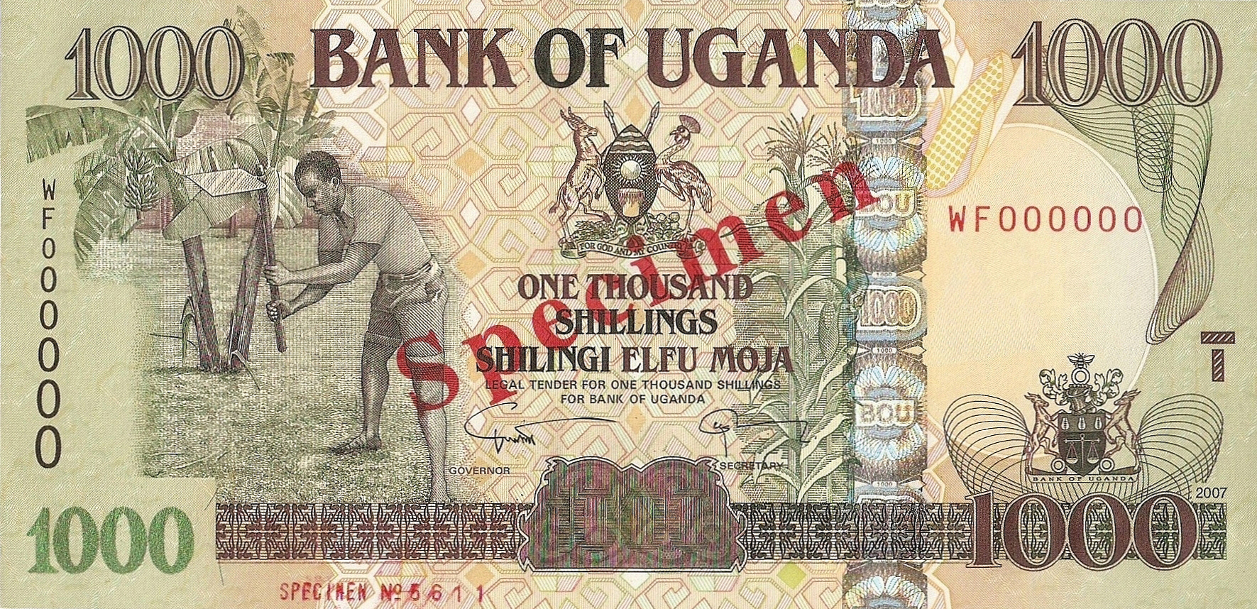  Diagonal red Specimen ovpt front/back; horizontal red SPECIMEN NO # ovpt at lower left; all-zero s/n 