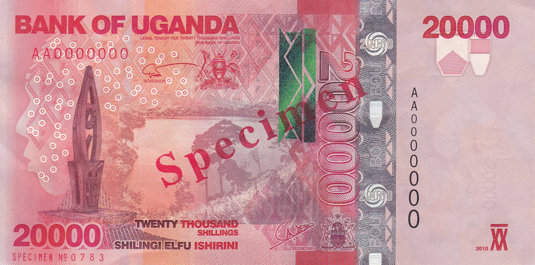  Diagonal red Specimen ovpt front/back; horizontal red SPECIMEN NO # ovpt at lower left; all-zero s/n 