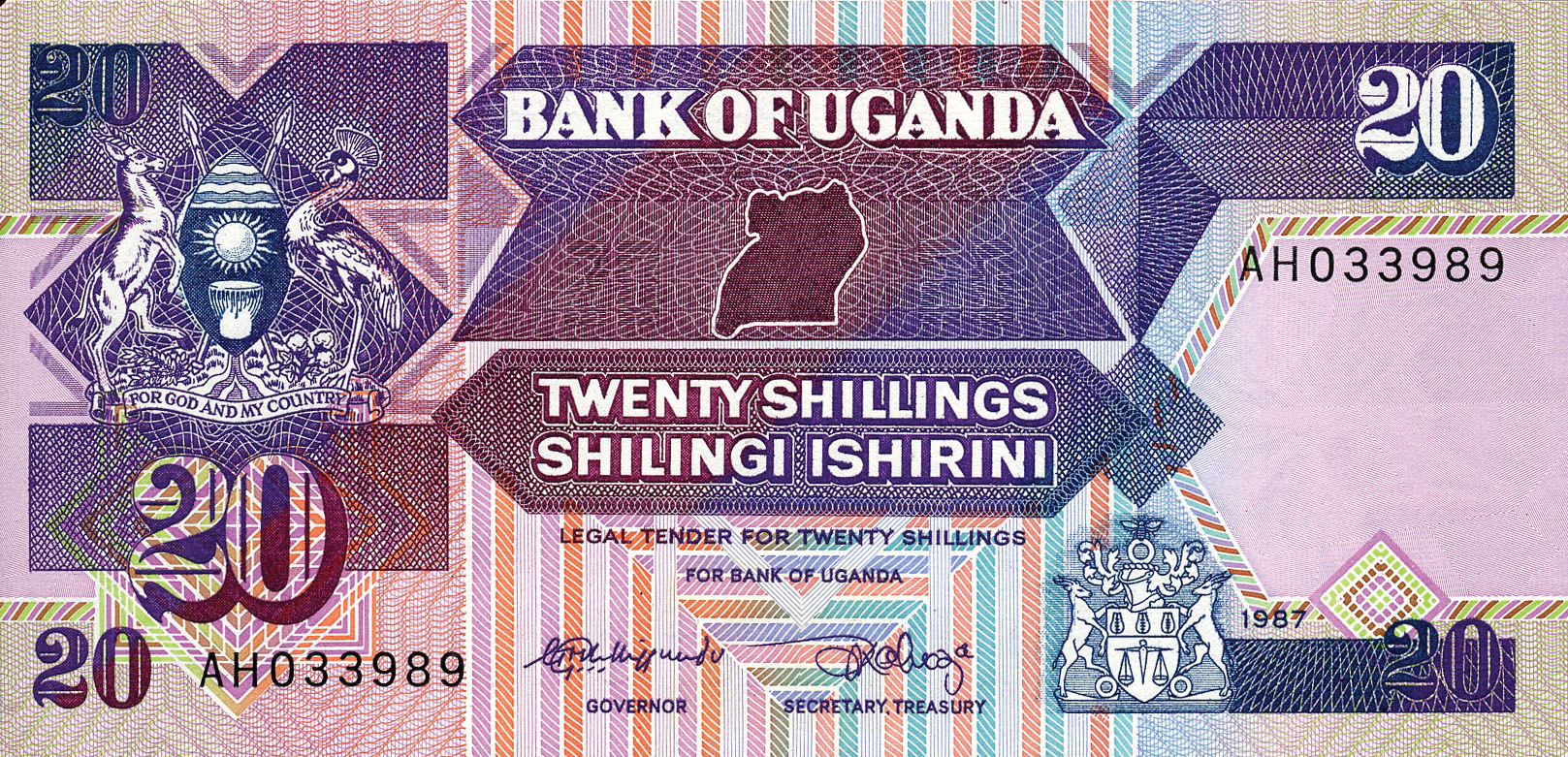 1987 1987 Sig 7: Kiggundu/Kahoza Printer: THOMAS DE LA RUE AND COMPANY LIMITED Prefix AA - BC 