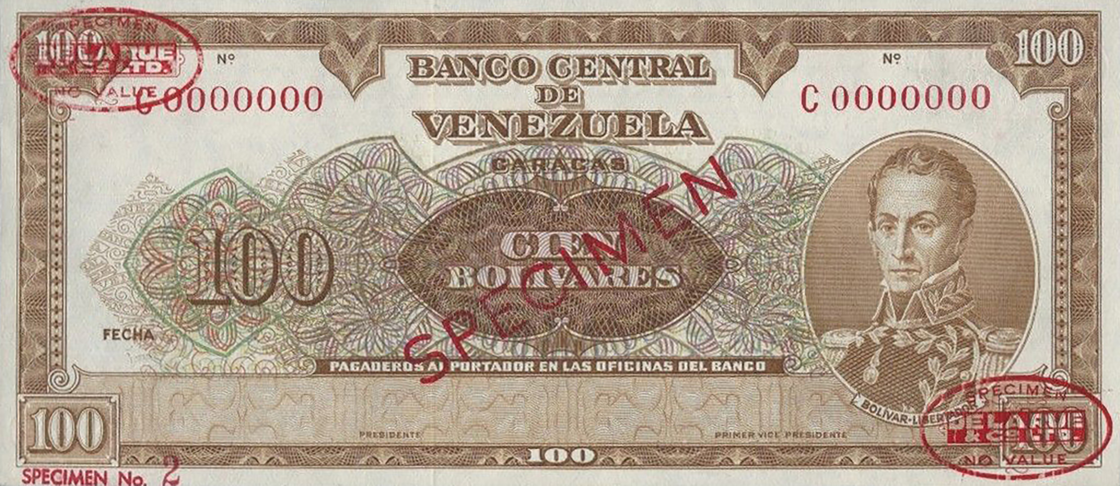  Diagonal red SPECIMEN and DLR oval ovpts; horizontal black SPECIMEN No # ovpt lower left; all-zero s/n 